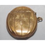 Edwardian football vesta case c1900. Attractive brass metal vesta case in the shape of a football