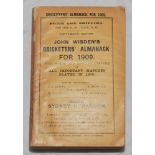 Wisden Cricketers' Almanack 1909. 46th edition. Original paper wrappers. Minor wear to wrappers,