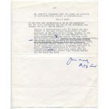 Philip A. Snow, cricket author. Two page typed letter with handwritten annotations and corrections