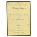 Australia. Surrey United Cricket Club, New South Wales. Original printed card with gilt edges