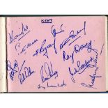 County Cricket autographs c1954/1955. Brown autograph album comprising pages signed in ink by