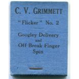 C.V. Grimmett. Flicker Book. No.2 'Googley Delivery and Off-Break Spin'. Flicker Productions Ltd