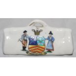 Cricket bag. Small crested china cricket bag with colour emblem for 'Tonyrefail'. Arcadian China.