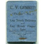 C.V. Grimmett Flicker Book no 1, Leg Break Delivery and Leg Break Finger Spin. Published by