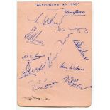 Glamorgan C.C.C. 1950. Album page nicely signed in ink by twelve Glamorgan players. Signatures