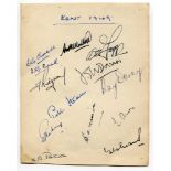 Kent C.C.C. 1949. Album page nicely signed in ink by thirteen Kent players. Signatures include Clark