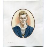 William Henry 'Bill' Copson. Derbyshire & England 1932-1950. Original colour artwork by Mike Tarr of