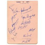 Sussex C.C.C. 1950. Album page nicely signed in ink by twelve Sussex players. Signatures include