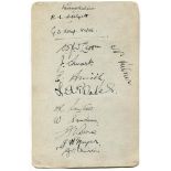 Warwickshire C.C.C. 1930. Album page nicely signed in black ink by twelve Warwickshire players.