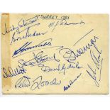 Surrey C.C.C. 1961. Album page signed in ink by eleven Surrey players. Signatures include Stewart,