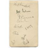 Essex C.C.C. c1938. Album page signed in pencil by ten Essex players. Signatures include Wilcox (