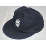 Darren Gough. Yorkshire & England. England navy blue cloth touring cap worn by Gough during his