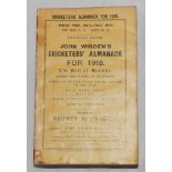 Wisden Cricketers' Almanack 1918. 55th edition. Original paper wrappers. Minor old tape marks to