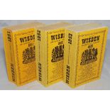 Wisden Cricketers' Almanacks 1951, 1952 and 1953. Original limp cloth covers. Some bowing to the
