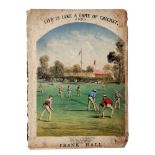 Early Victorian music score. 'Life is Like a Game of Cricket'. Composed by Frank Hall. Published