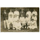 Kent C.C.C. Dover 1910. Sepia real photograph postcard of the 'Kent County Team' at Dover in 1910.