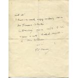 Pelham Francis Warner. Oxford University, Middlesex & England 1894-1920. Two page handwritten letter