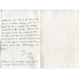 Paul Foley. Worcestershire C.C.C. Two page handwritten letter in ink from Foley to Charles Pratt