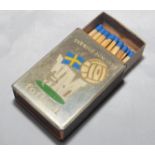 World Cup Finals. Sweden 1958. Silver metal matchbox holder produced for the World Cup held in