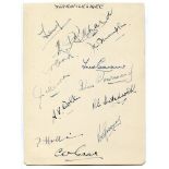 Warwickshire C.C.C. 1950. Album page very nicely signed in ink by twelve Warwickshire players.