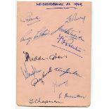 Leicestershire C.C.C. 1949. Large album page very nicely signed in ink by twelve Leicestershire