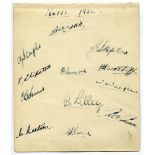 Nottinghamshire C.C.C. 1932. Large album page nicely signed in ink by twelve Nottinghamshire