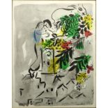 Marc Chagall, French (1887-1985) "Fetes de Paques" Print. Dated 1954. Good condition. Measures 21-