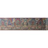 Large 18/19th Century Tibetan Buddhist Hand Painted Thangka. Unsigned. Wear, discoloration from age.