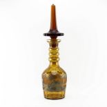 Enormous Antique Bohemian Handpainted Glass Decanter. Unsigned. Light wear, top is stuck in