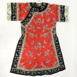 Antique Chinese Multi-Colored Silk Embroidered Informal Robe (Manchu). Decorated with floral