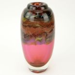 Brent Kee Young, American (b-1946) Hand Blown Studio Art Glass Vase. Closed lip vase with multi-