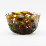 Hans Peter Neidhardt (b-1947) Oggetti Art Glass Colorful Formed Bowl. Signed on underside. Good