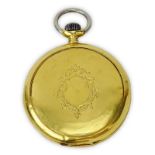 Circa 1909 Longines 18 Karat Yellow Gold Pocket Watch with Box. Stamped 18K. Numbered 3598802. "As