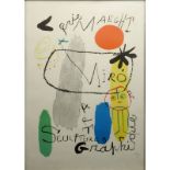 Joan Miro, France (1893-1983) 1950s Gallerie Maeght Art Sculptures Graphique Colored Print. Signed