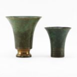 Two (2) Carl Sorensen Patinated Bronze Vases. Both signed. The smaller vase slightly out of round or