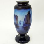 Galle Cameo Glass Vase. Sailboats motif. Signed. Good condition. Measures 8-3/4". Shipping $52.00 (