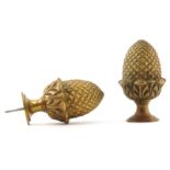 Good Pair of 19th Century French Heavy Bronze Pineapple Finials. Unsigned. Good condition. Measure