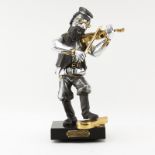 Frank Meisler, Israeli (b. 1929) Silver and Gilt "Hasidic Fiddler" Sculpture on Marble Base.