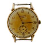 Man's Vintage Longines Gold Tone Metal Watch with Manual Movement. Case measures 35mm. Rubbing and