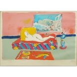 Peter Max, German/American (b-1937) Lithograph "By The Window" Pencil Signed and Numbered 201/300.