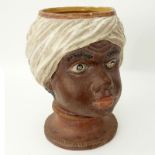 Vintage Italian Pottery Blackamoor Head Vase. Signed Italy. Rubbing, wear loss to one eye.