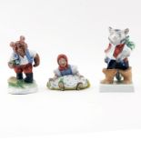 Grouping of Three (3) Herend Handpainted Figurines. Includes: girl with frog figure #5527 (3" H),