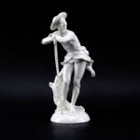 Vintage Hutschenreuther Figurine "Man Leaning On Staff". Signed. Good condition. Measures 9-1/2"