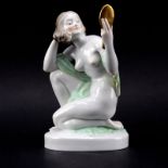 Herend Art Deco Nude Handpainted Porcelain Figurine #5724. Stamped on underside, artist signed