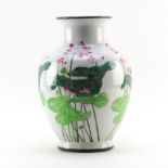 Modern A Nora Fenton Design Porcelain Floral Vase. Baluster form vase with flower motif. Stamped