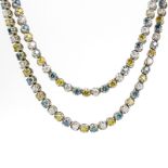 Approx. 37.0 Carat Round Brilliant Cut Alternating Colorless, Fancy Blue and Fancy Yellow Diamond