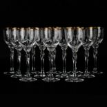 Set of Twelve (12) Lenox "Unity" Crystal Wine Glasses in Fitted Box. Acid etched on underside. Nicks