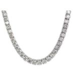 Approx. 30.0 Carat Graduated Round Brilliant Cut Diamond and Platinum Necklace. Diamonds E-F-G