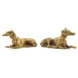 Two Mid Century Brass Dog Figurines. Unsigned. Good condition. Measures 2-3/4" H. Shipping $30.00 (