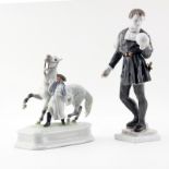 Grouping of Two (2) Herend Handpainted Porcelain Figurines. Includes: hamlet figurine #5435, horse